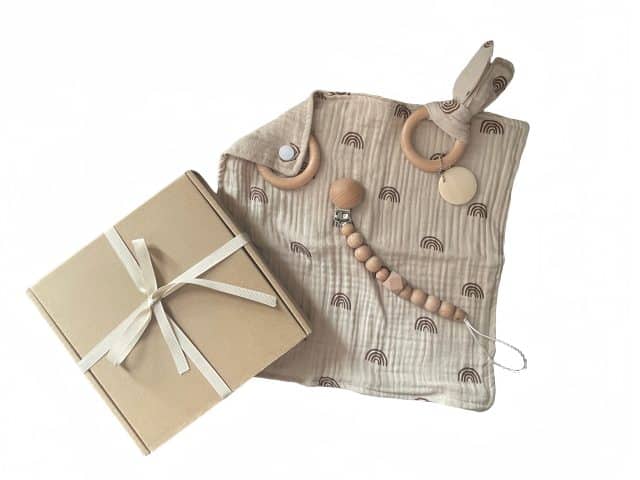 Geschenkset 3 Delig Beige Met Regenboogjes